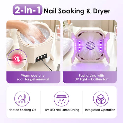2-in-1 Heated Nail Soaking Bowl & UV LED Nail Dryer for Gel & Acrylic Removal