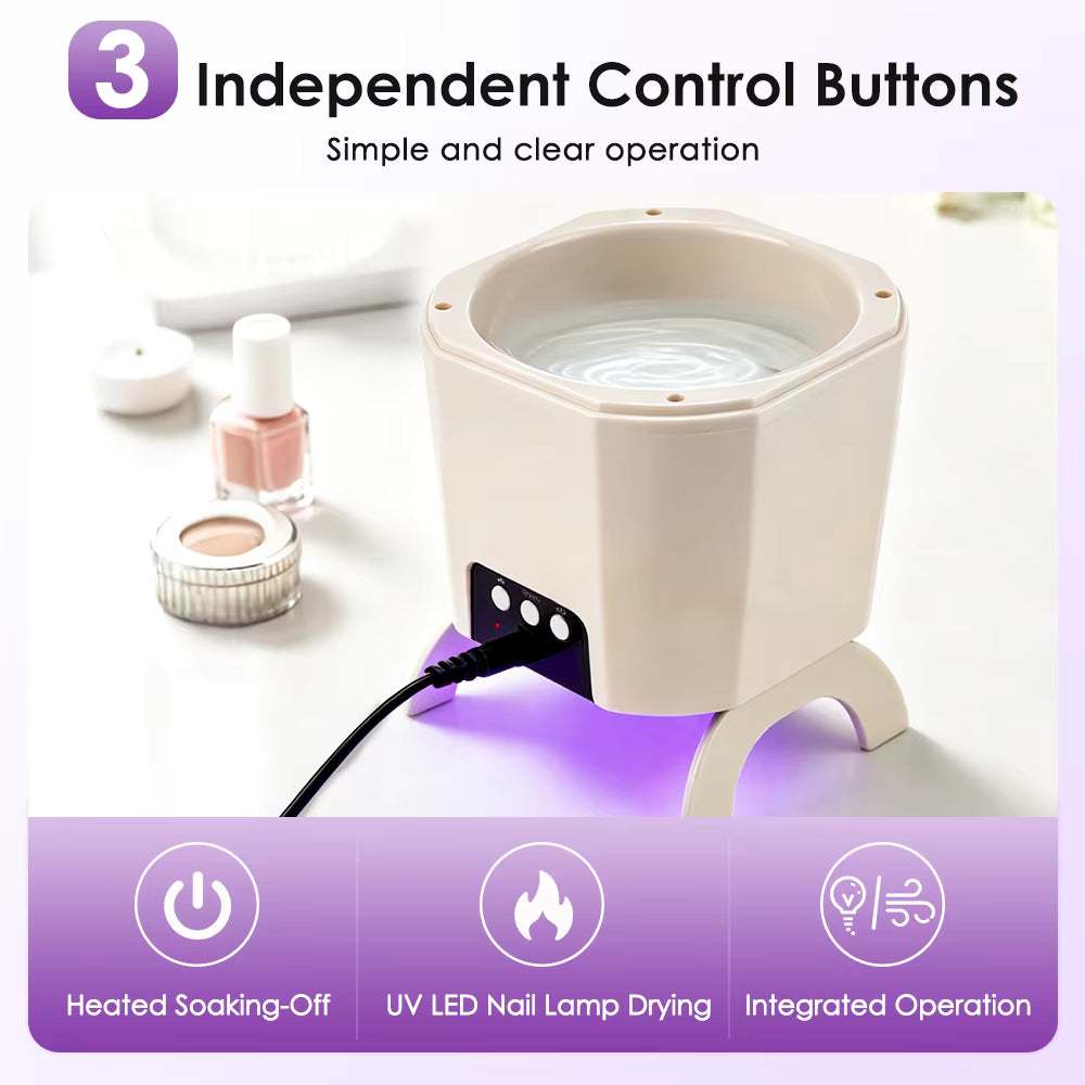 2-in-1 Heated Nail Soaking Bowl & UV LED Nail Dryer for Gel & Acrylic Removal
