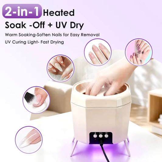 2-in-1 Heated Nail Soaking Bowl & UV LED Nail Dryer for Gel & Acrylic Removal