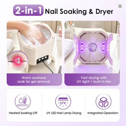 2-in-1 Heated Nail Soaking Bowl & UV LED Nail Dryer for Gel & Acrylic Removal